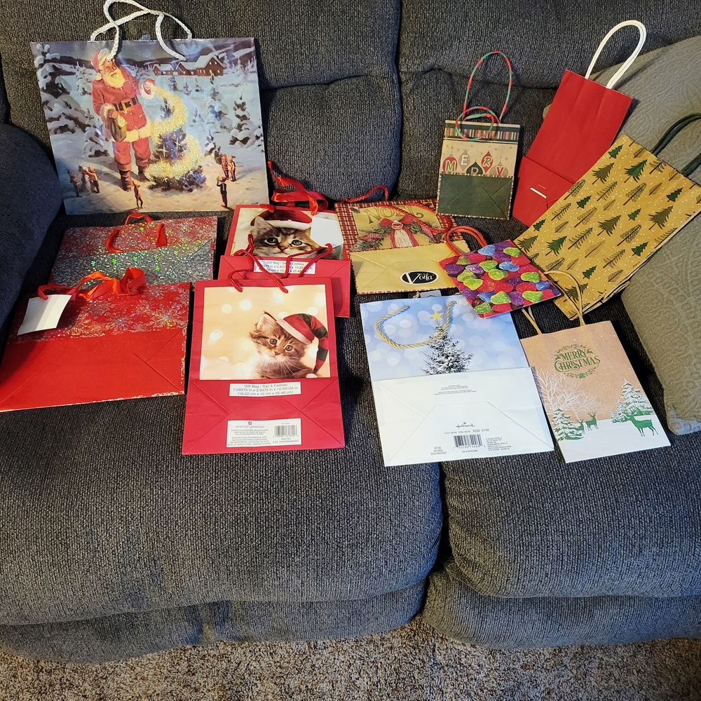 Festive Holiday Gift Bags Set Of 12
